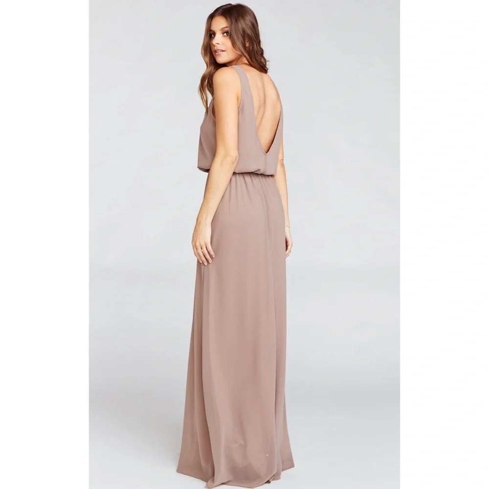Show Me Your Mumu Heather Maxi Dress Mauve Tan V-Neck Sleeveless Large - Picture 3 of 15